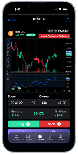 Trading app interface